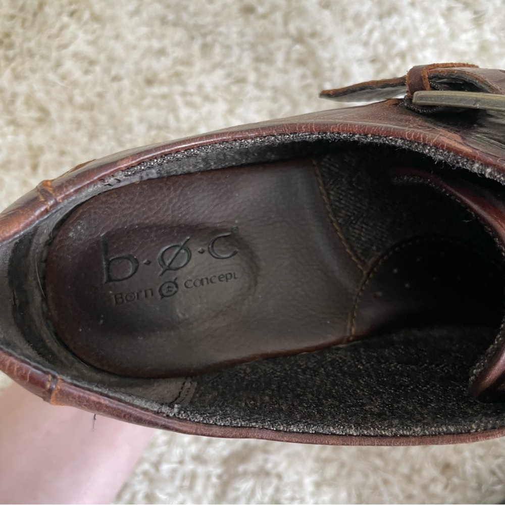 BOC Born Concepts Brown Leather Wedge Clog Cottagecore Shoes Size 10 - Picture 7 of 7